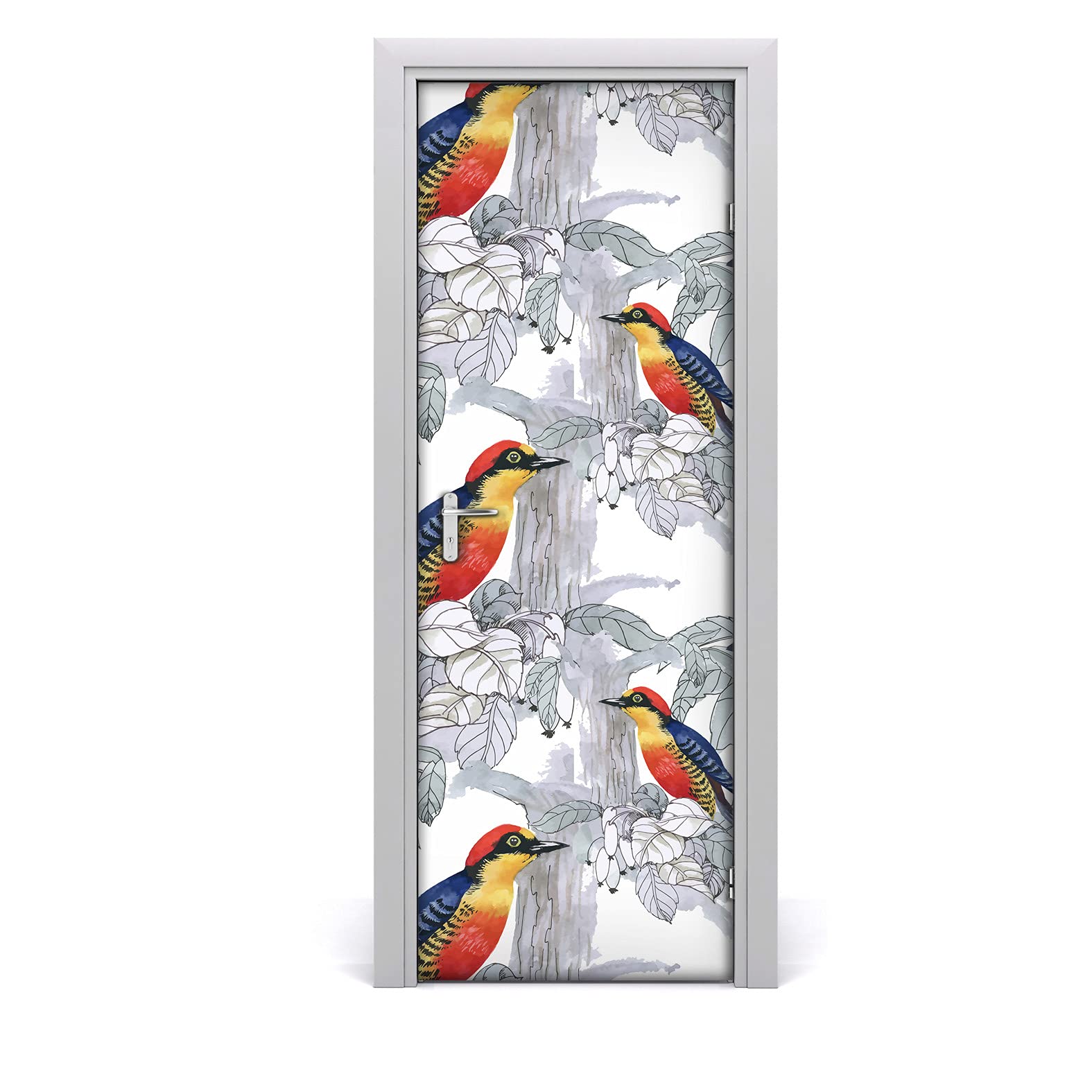 Décoration imperméable pour la porte autocollant 85x200cm oiseaux