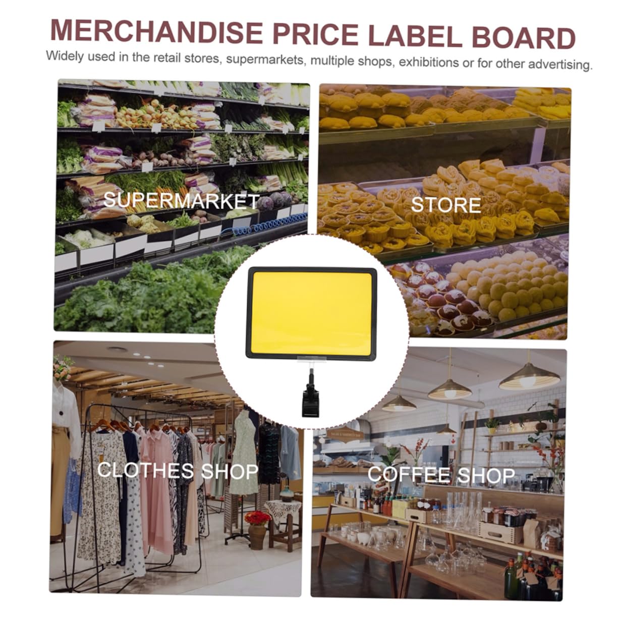 OSALADI 2 Ensembles Porte Étiquette Avec Clip Rotatif Support Étiquette Prix Réutilisable Pour Affichage Notes Et Lot 2 Pièces * 2