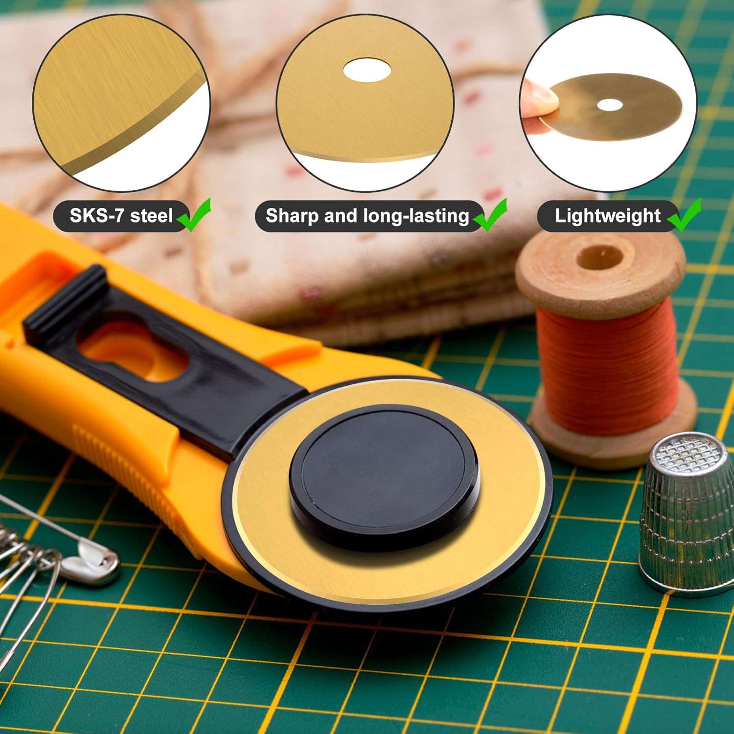 60mm Rotary Cutter Blades,20 Pack Rotary Blades for Arts And Crafts,Rotary Cutter Replacement Blade,Sks-7 Steel Rotary Blade for Quilting Scrapbooking Sewing