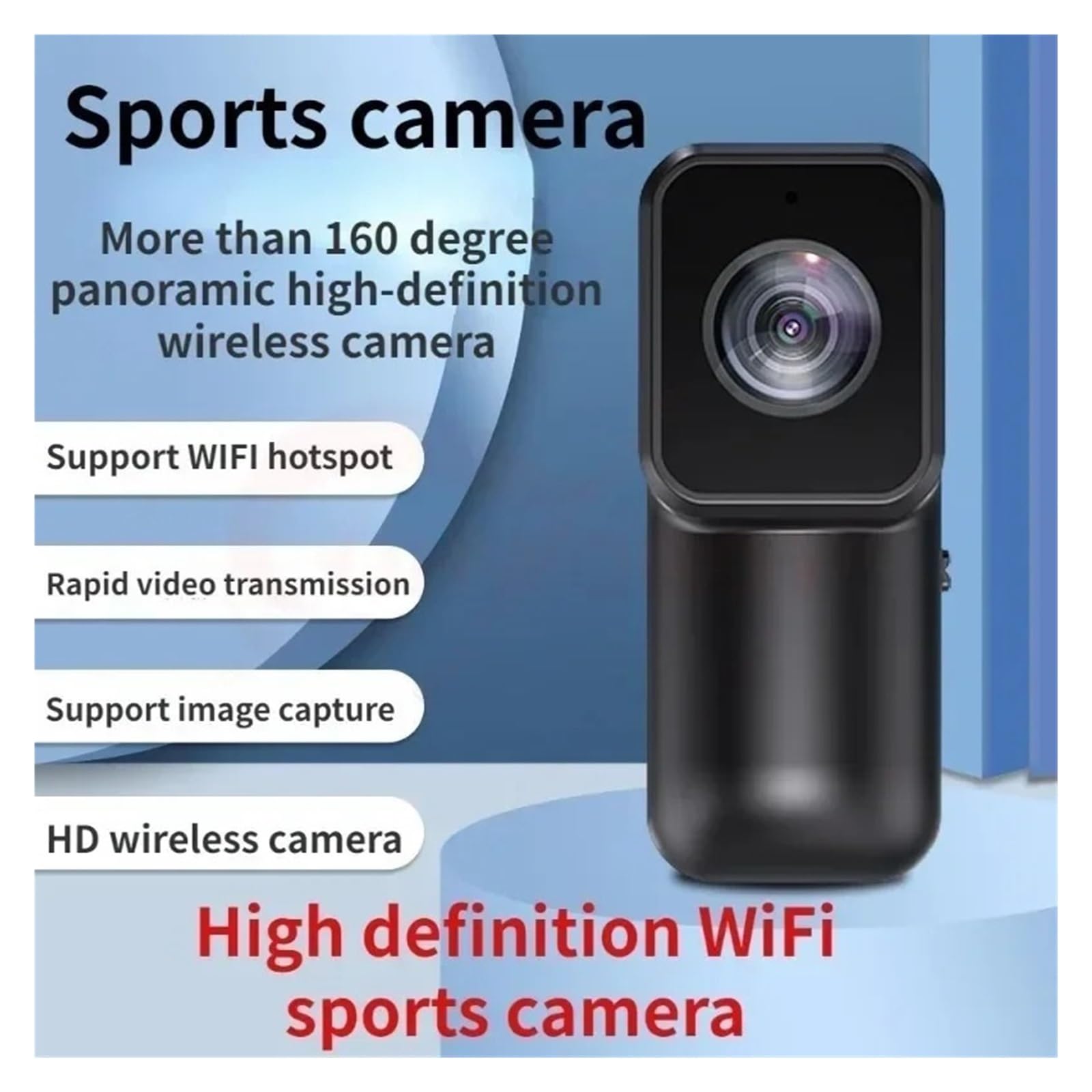 1080P HD WIFI Action Camera Clip Posteriore Portatile AP Videocamera Con Visione Remota Videoregistratore Sportivo Da Esterno Grandangolare A 160 ° Mini Cam For Animali Domestici(Add 64G card)