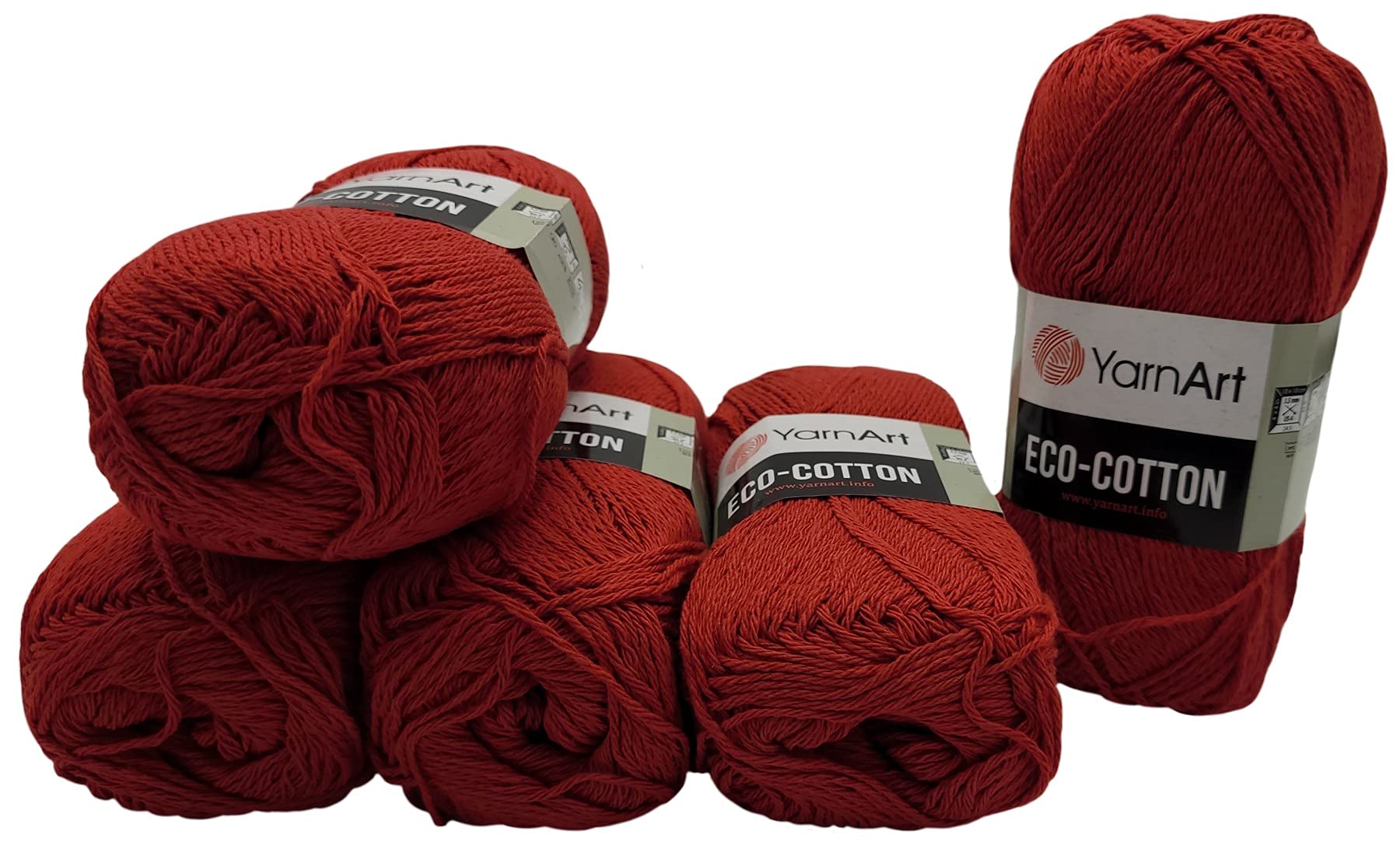 YarnArt Eco Cotton - 5 Ovillos De Lana Para Tejer (100 G, 85% Algodón, 500 G), Color Crema 762