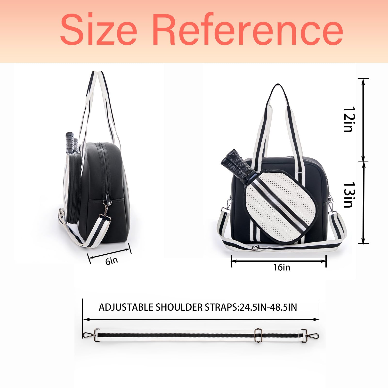 Cute Pickleball Tote Bag For Women - Large Paddle Bag With Adjustable Strap