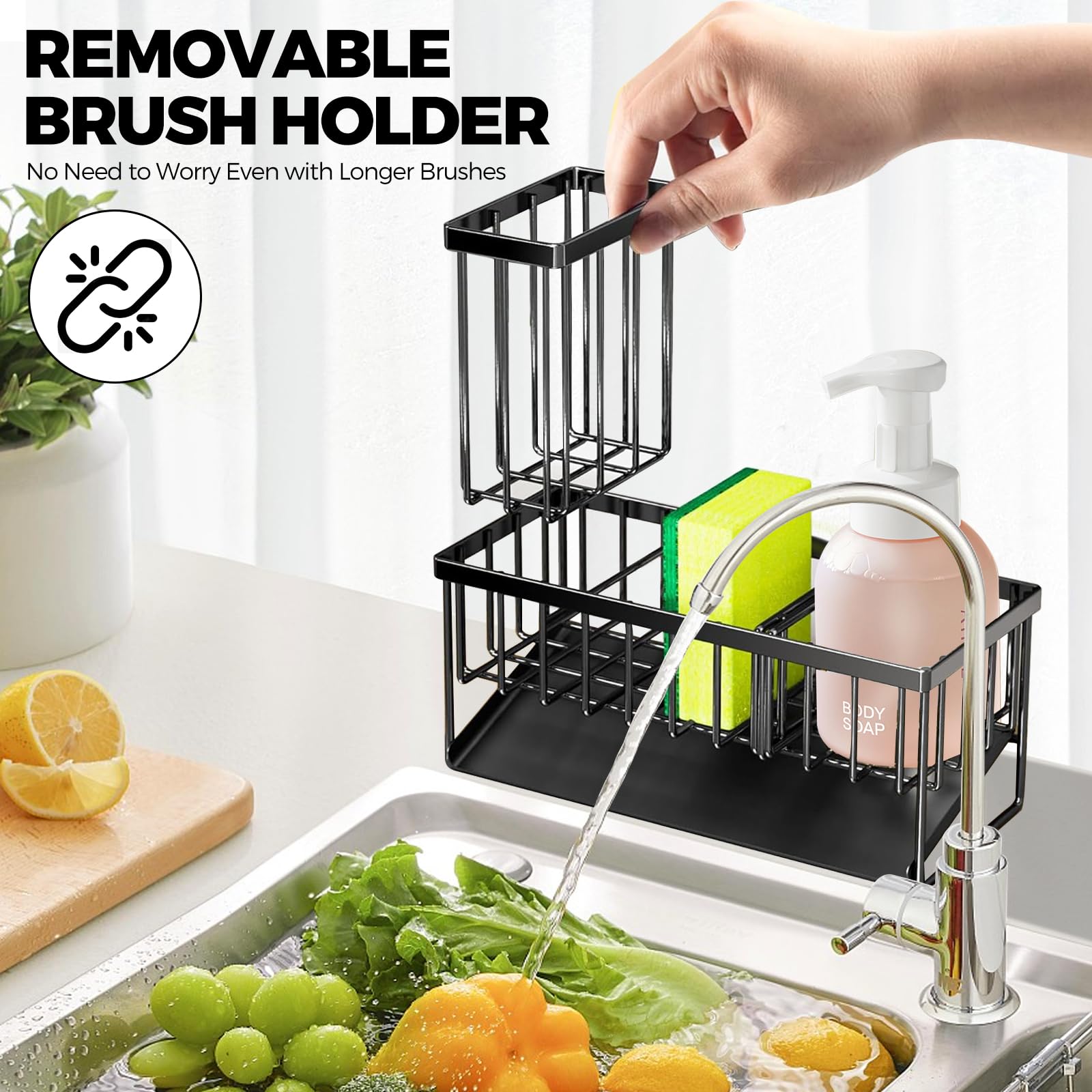 JYFKINN Porte Eponge Evier Cuisine,Organisateur Evier Cuisine Mural