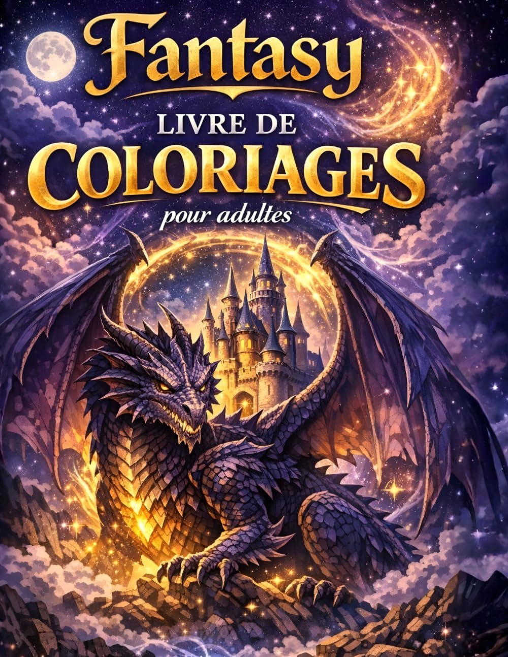 Livre de Coloriage Fantasy pour Adultes: 50 Illustrations Magiques à Colorier – Dragons, Fées, Châteaux, Créatures Mythiques et Forêts Enchantées pour la Détente et le Relax