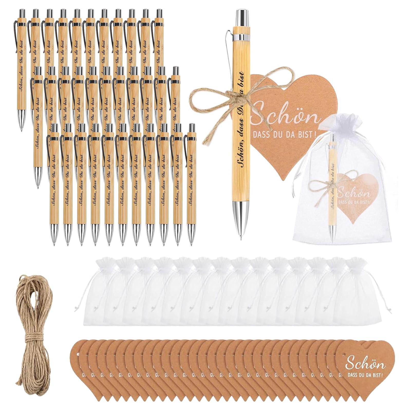50 Piezas Bolígrafo de Madera Favores de Boda - Hermoso Set de Regalo Que Estás Allí - para Boda, Cumpleaños, Comunión, Bautizo - Favores Cumpleaños Adultos