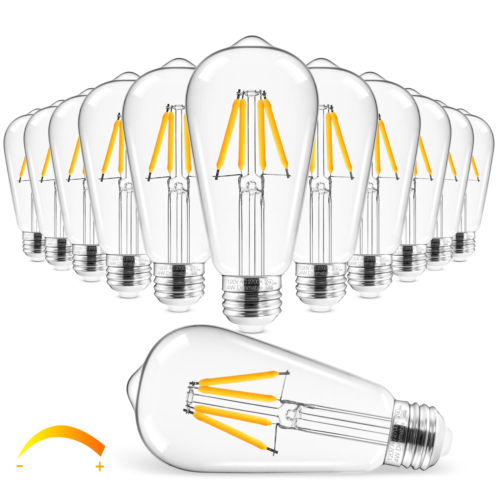 Hizashi Edison Bulbs 40 Watt LED Dimmable, E26 LED Bulb 2700K Warm