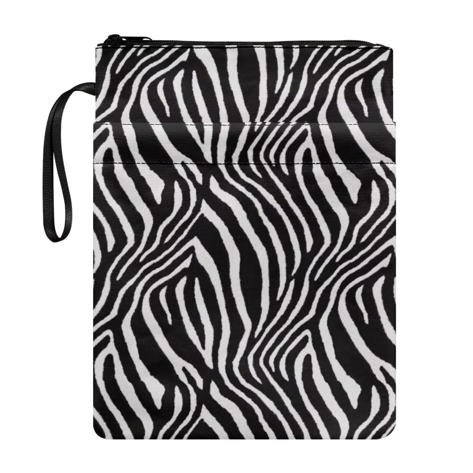 Poceacles Book Sleeve for Hardcover Paperback, Zippered Book Pouch Storage Bag for Adults Teens Girls Boys, 11 x 8.5 Inch, Zebra Print