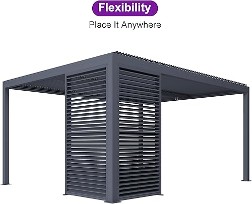 Miniatura 14 de PURPLE LEAF Pérgola 94AS con listones de aluminio para exteriores de 12 x 20 pies con techo ajustable para terraza, patio trasero, jardín, kiosco