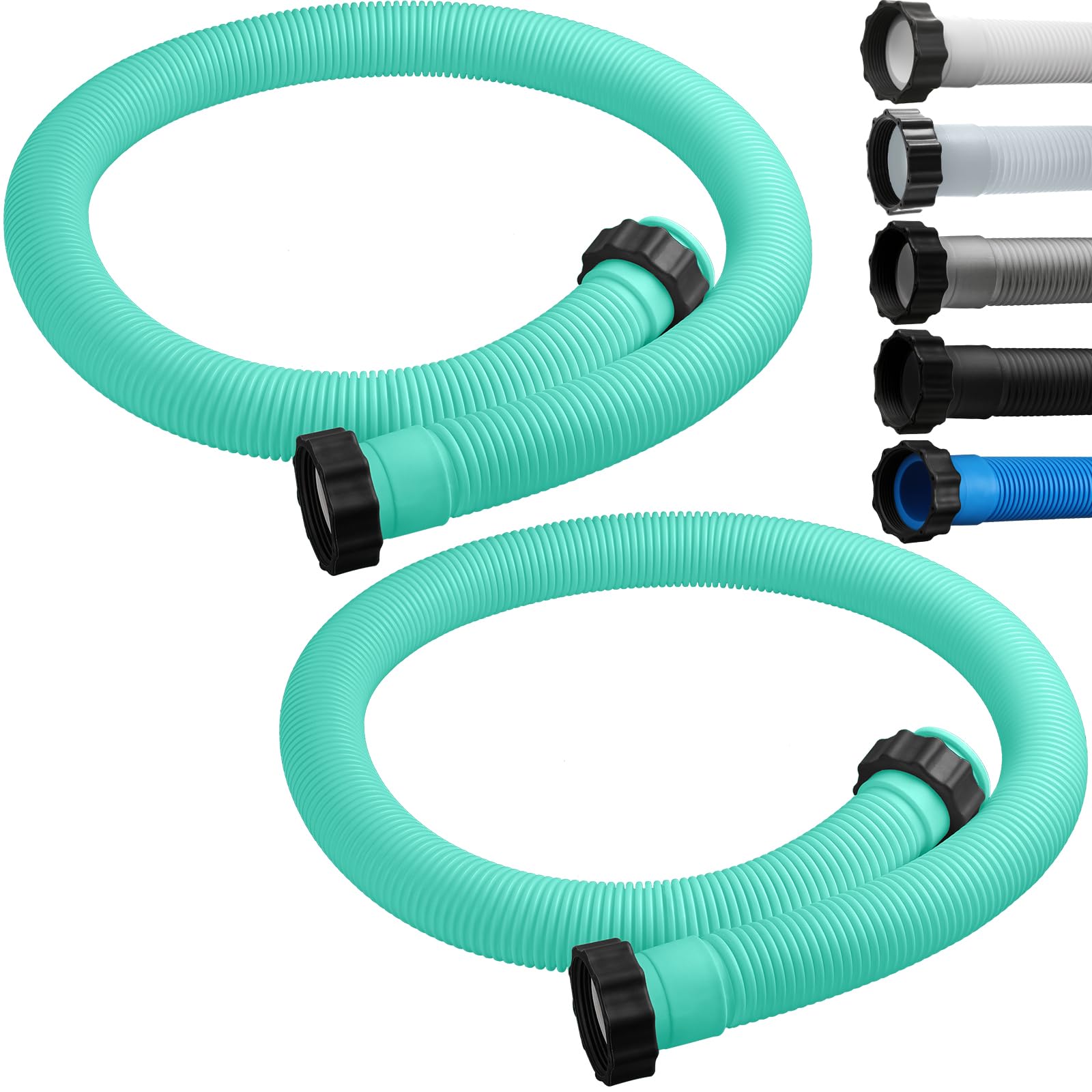 eBoot 2 Pieces 1.5" Diameter Pool Hoses 1 1/2 Inch Pool Pump Replacement Hose for Above Ground Pools 59" Long Accessory Pool Hoses Compatible with 29060e Filter Pump and Saltwater System(Aqua)