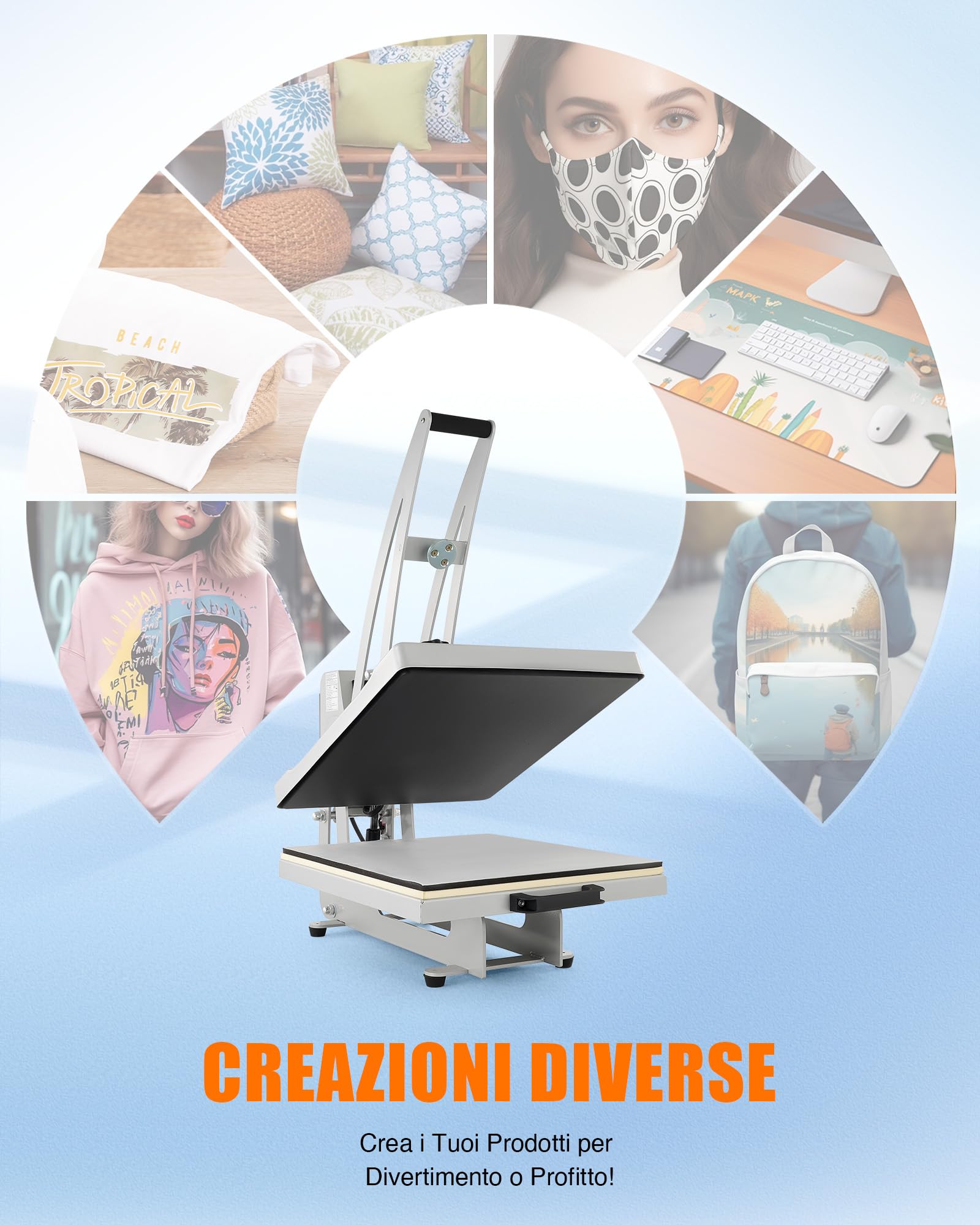 CREWORKS 50x40cm Pressa a Caldo per Magliette con Apertura Automatica 2200W Termopressa per Magliette Macchina per Sublimazione Digitale per Magliette Borse o DIY