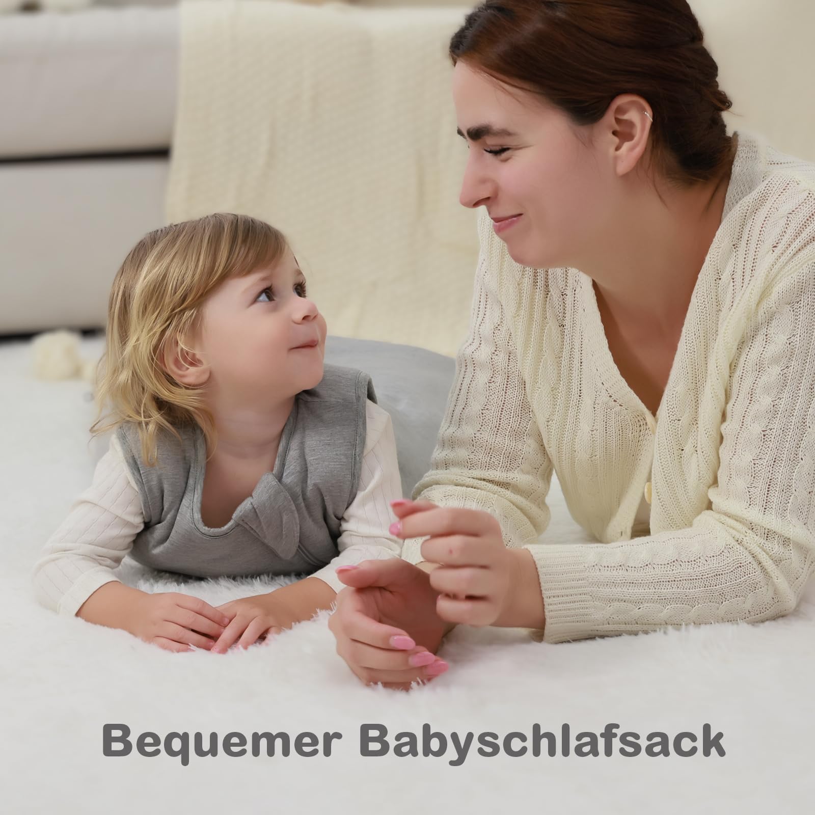 Mosebears Sacco nanna invernale per bambini 2,5 tog,Sacco Nanna Neonato in fibra di bambù, morbidissimo e caldo(6-18 mesi, Grey)