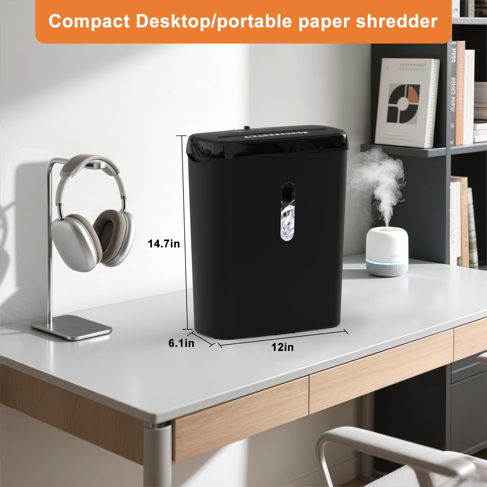Woolsche Trituradora de papel para oficina en casa, corte de tira de 10 hojas con cesta de 3.17 galones, nivel de seguridad P-2, diseño de 3 modos, trituradora de CD y tarjeta de crédito, duradera y