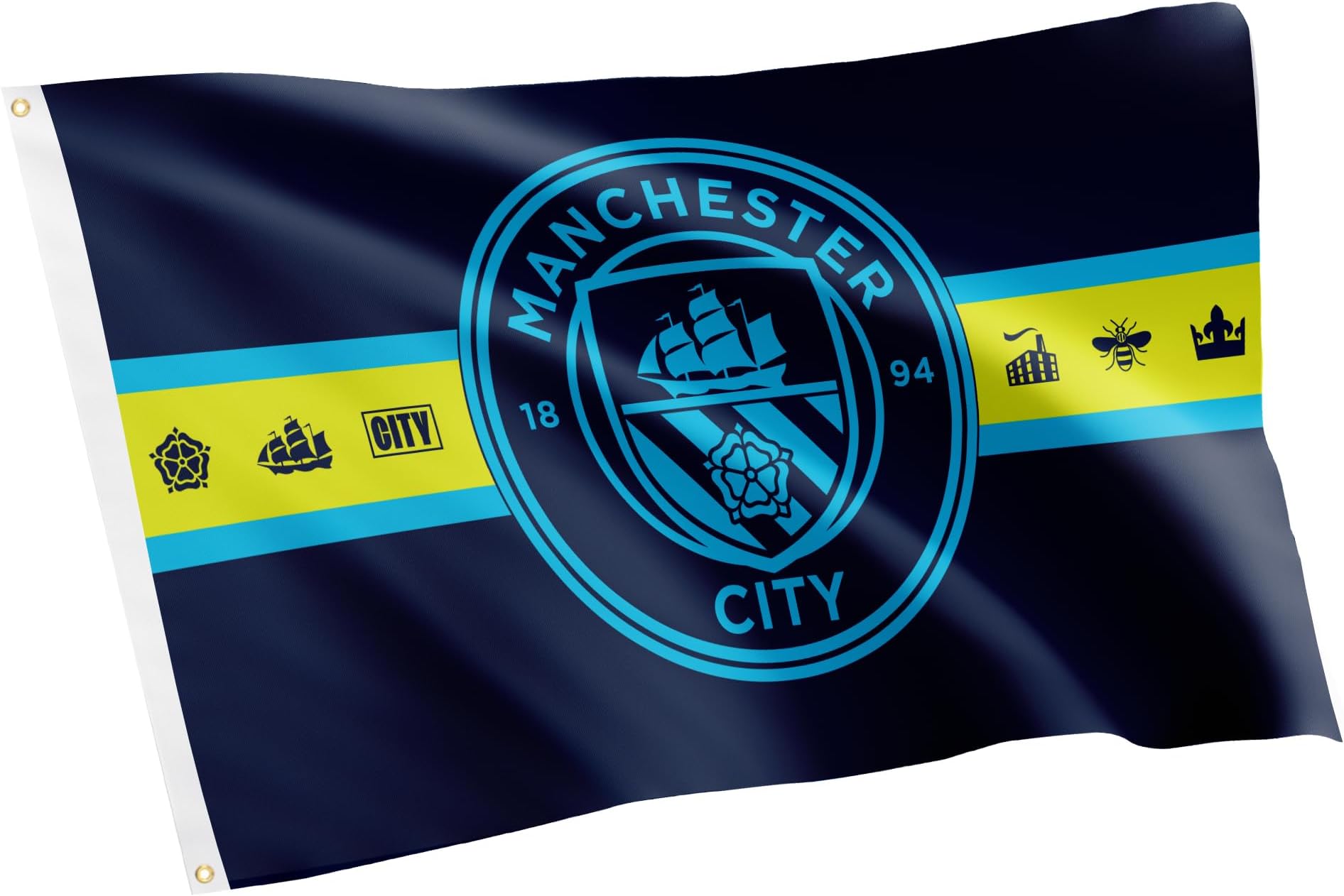 Manchester City Flag Man City MCFC Football Soccer 100% Polyester Indoor Outdoor 3x5 feet Banner (Flag A)