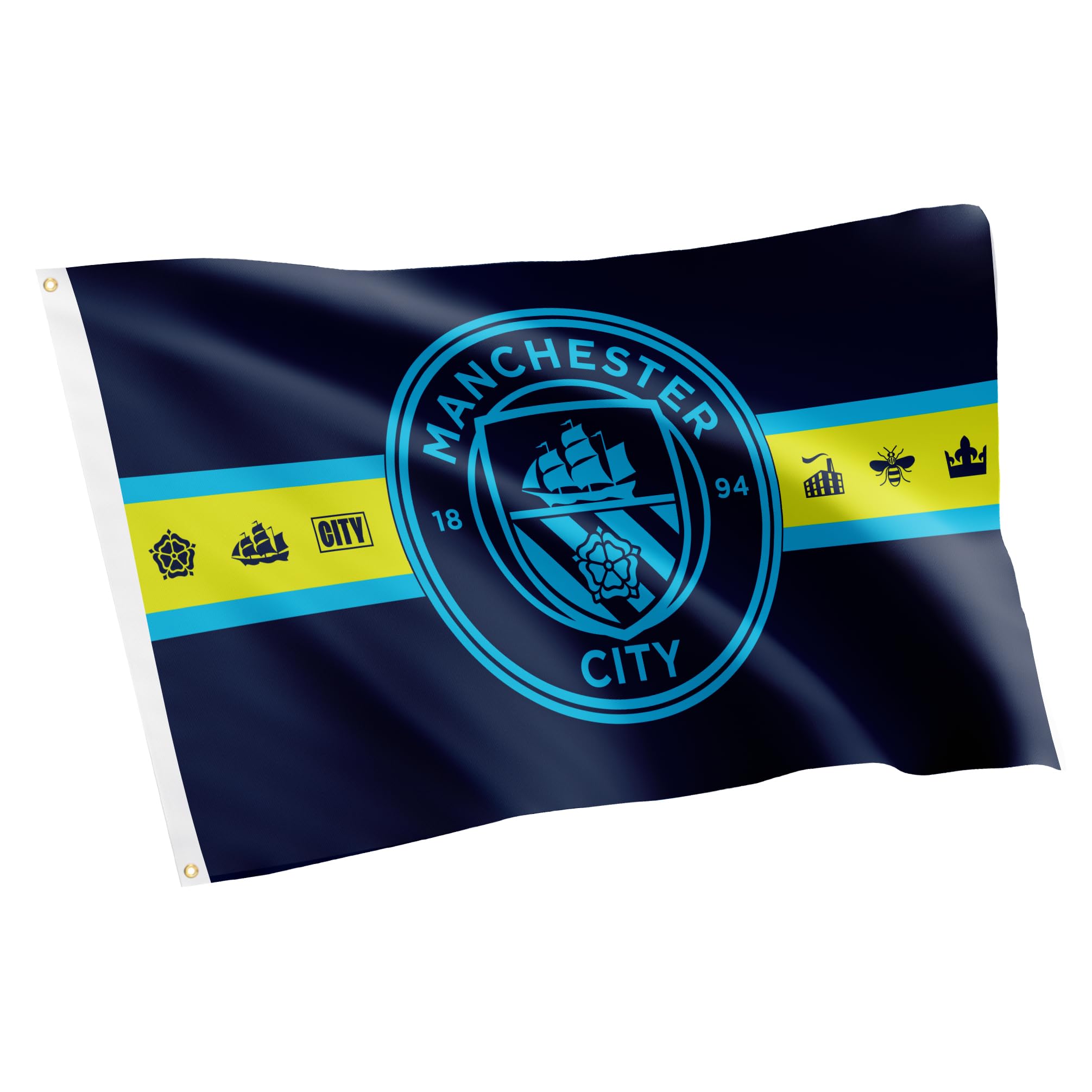 Desert CactusManchester City Flag Man City MCFC Football Soccer 100% Polyester Indoor Outdoor 3x5 feet Banner (Flag A)