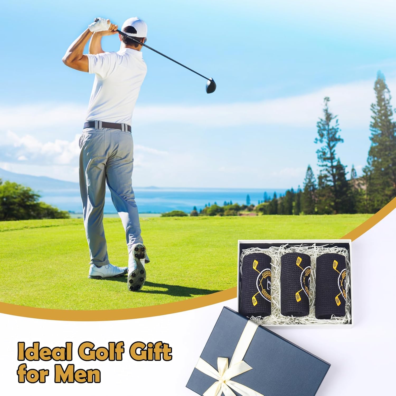 OXYEFEI Golf Towel Gift | Microfiber Waffle with Embroidered Monogrammed | 16”x 24” for Golf Bags with Clip for Men Accessories for Men (Initial-P) - Image 4