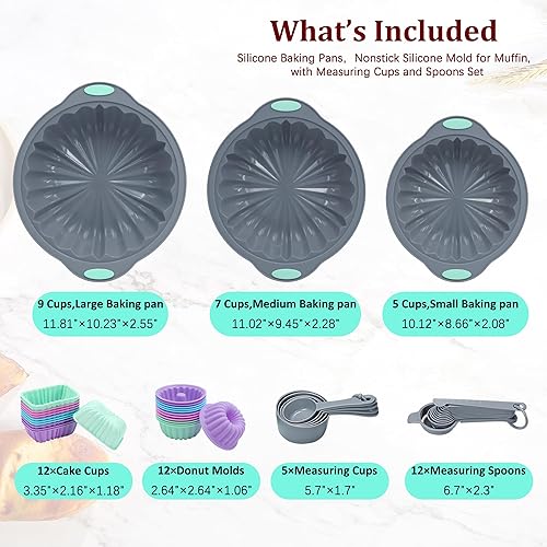 Miniatura 6 de To encounter 44 moldes redondos de silicona para tartas, juego de moldes para hornear resistentes al calor, molde de silicona antiadherente para