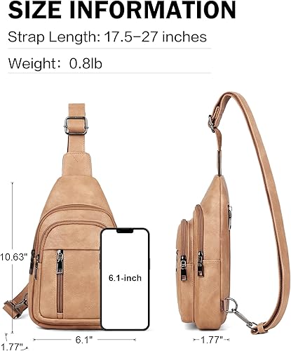 Miniatura 4 de MASINTOR Bolso bandolera para mujer - Riñonera cruzada con cuero vegano - Mochila ajustable para viajes