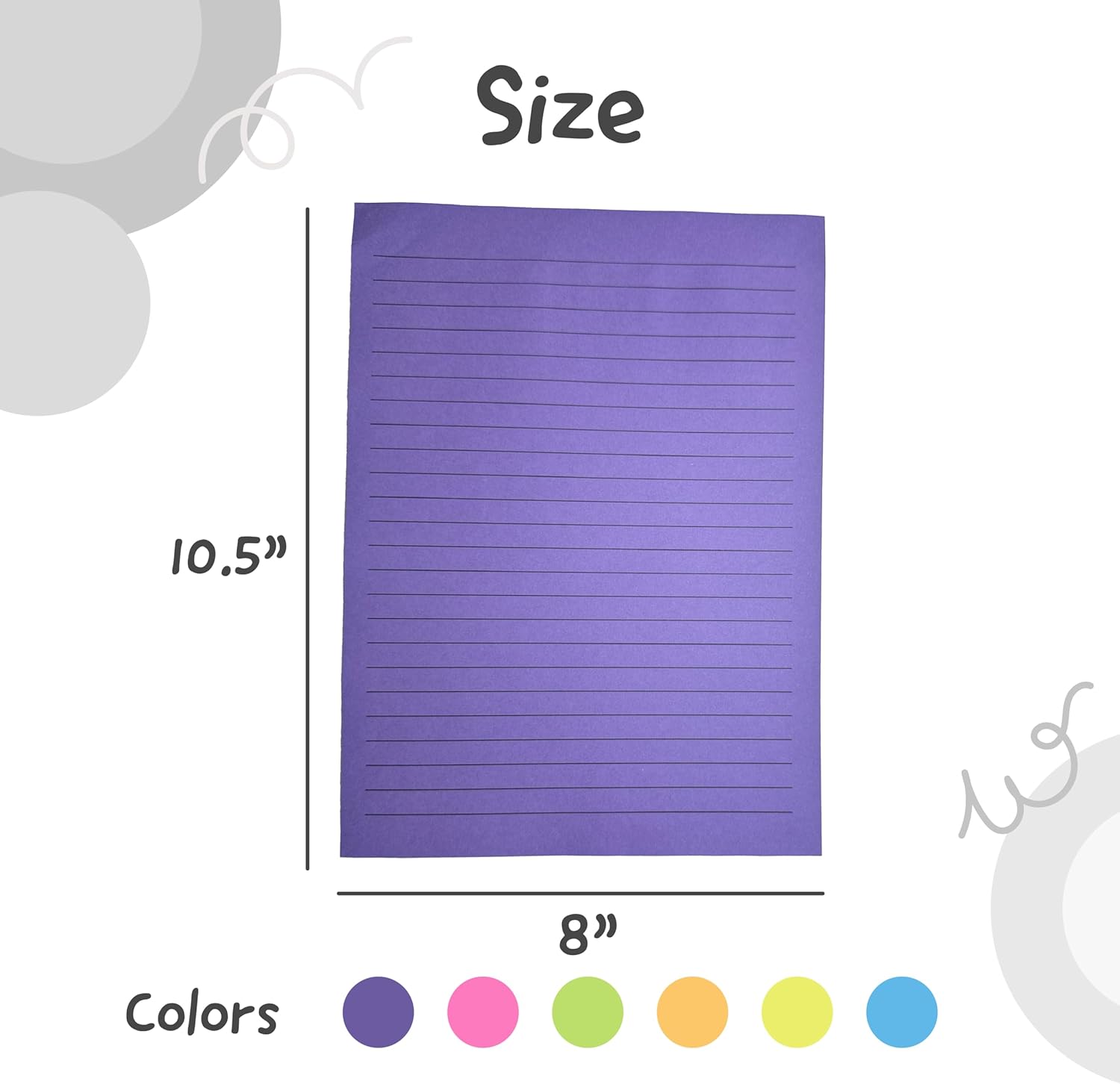 RLM Creations Large Lined Sticky Notes, 6 Bright Colors, 8 x 10 1/2 inches, 6 Pads/Pack, 30 Sheets/Pad, Self-Stick, Multi-Color, Office Supplies, School/College Supplies, Teacher Must Have