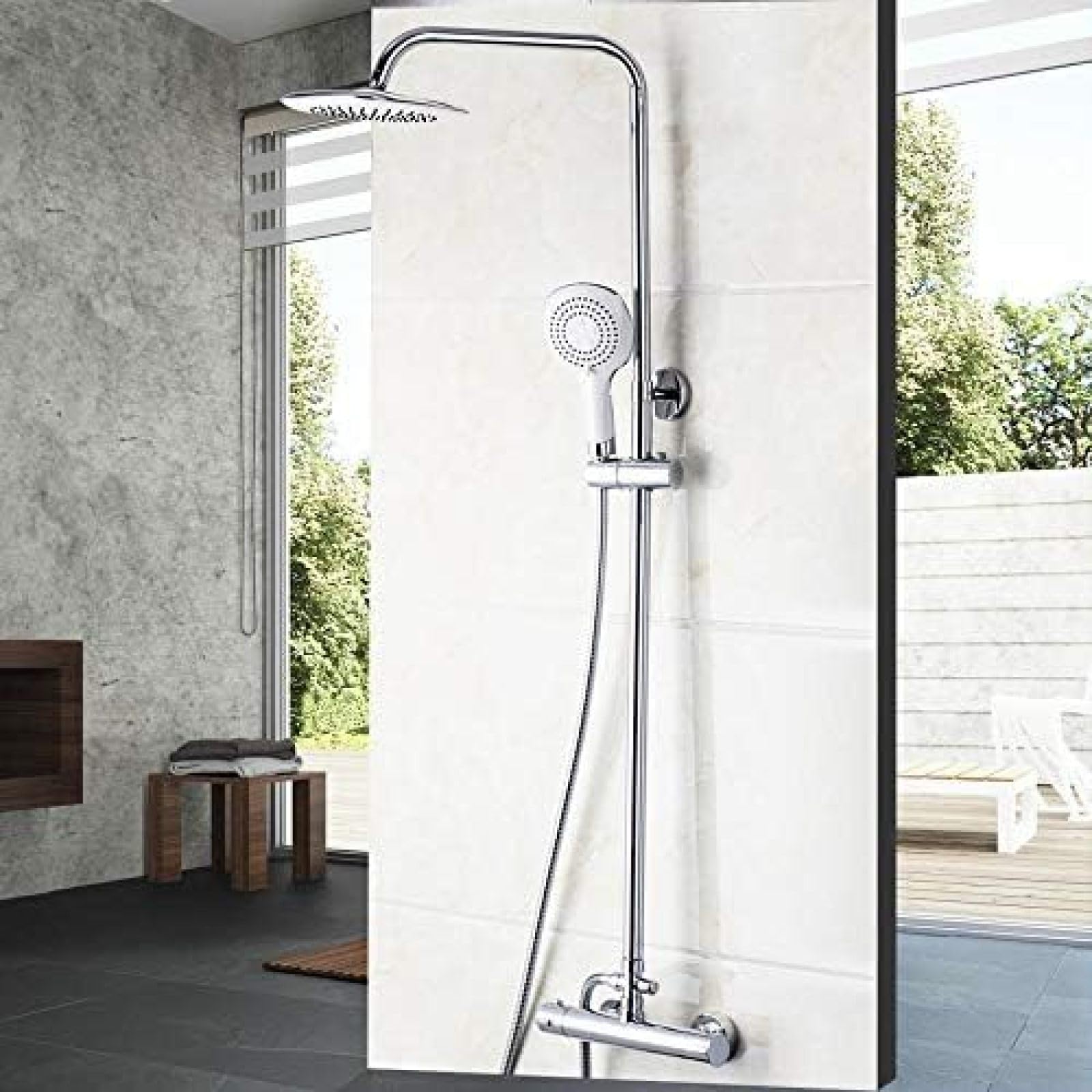 Ensemble de douche en acier inoxydable avec ciel de pluie encastré