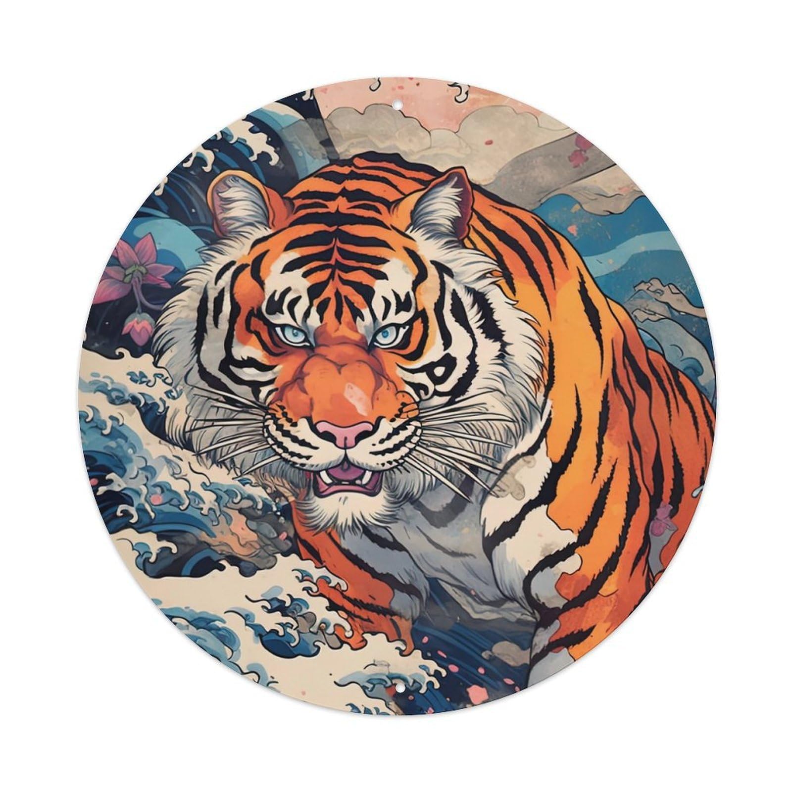 Animals Artwork Fierce Tiger Vintage Metal Tin Sign Plaque Wall Decor for Cafe, Club Bar, Office, Garden Metal Poster 8x8Inch
