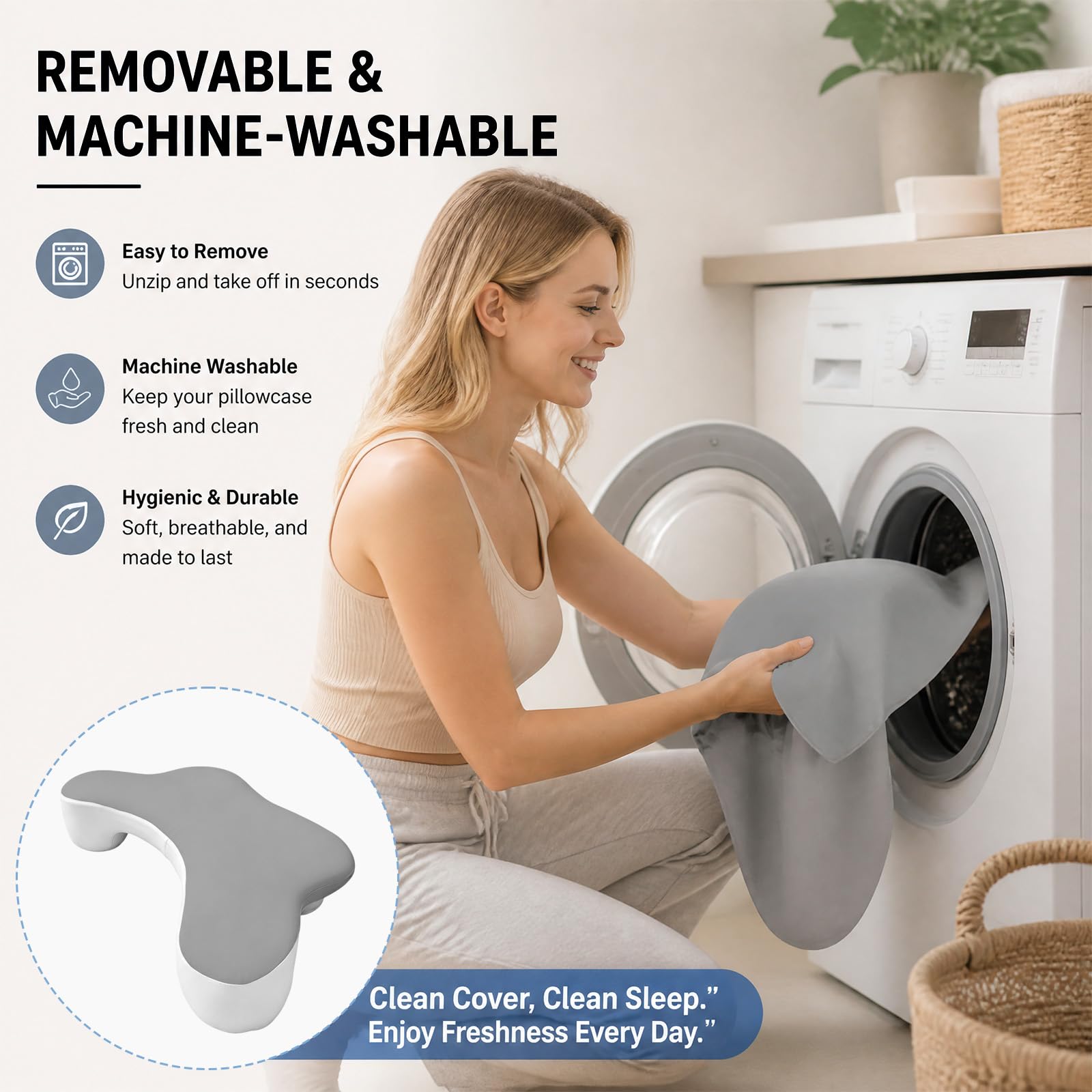 Almohada ergonómica para dormir de lado con sisas y soporte para el cuello. Almohada ortopédica de espuma viscoelástica para dormir de lado, espalda y boca abajo. También se puede utilizar