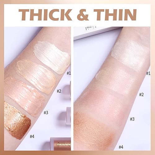 Miniatura 4 de Erinde Maquillaje iluminador líquido, iluminador facial bronceador, acabado brillante natural, ligero, mezclable, sedoso, suave, iluminador facial,