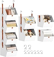 Vista 19 de Collapsible Hanging Closet Organizer - 3 Tier Closet Shelves Storage System with Hooks, Fabric Hanging Storage Bins for Clothes, Foldable Storage