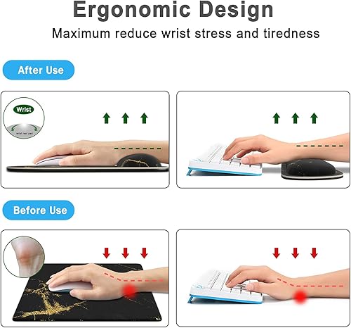 Miniatura 3 de Reposamuñecas para teclado de espuma viscoelástica con soporte de muñeca para computadora con base de goma antideslizante para el hogar, oficina,