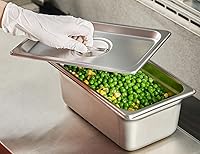 Vista 2 de CURTA Paquete de 6 cubiertas de sartén de mesa de vapor de tamaño 1/4 con asa, NSF, tapa de bandeja de hotel, tapa de comida de catering