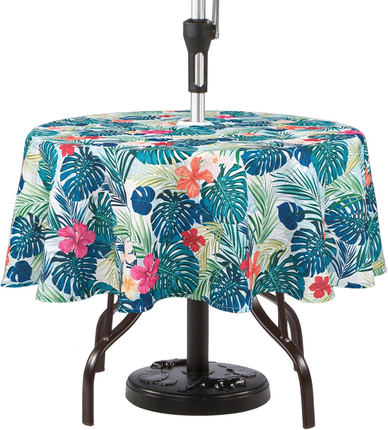 Rodvnyh Round Outdoor Tablecloth with Umbrella Hole Umbrella Tablecloth Patio