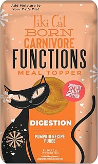 Tiki Cat Tummy Topper, Pumpkin Recipe Puree, Formulated to Support Healthy Digestion, Mousse Cat Food Topper, 1.5 oz. Pouch (12 Count)