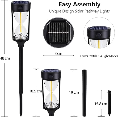 Vista 7 de Toodour Luces solares para caminos al aire libre, paquete de 4 luces solares únicas con 4 modos, luz impermeable de encendido/apagado automático