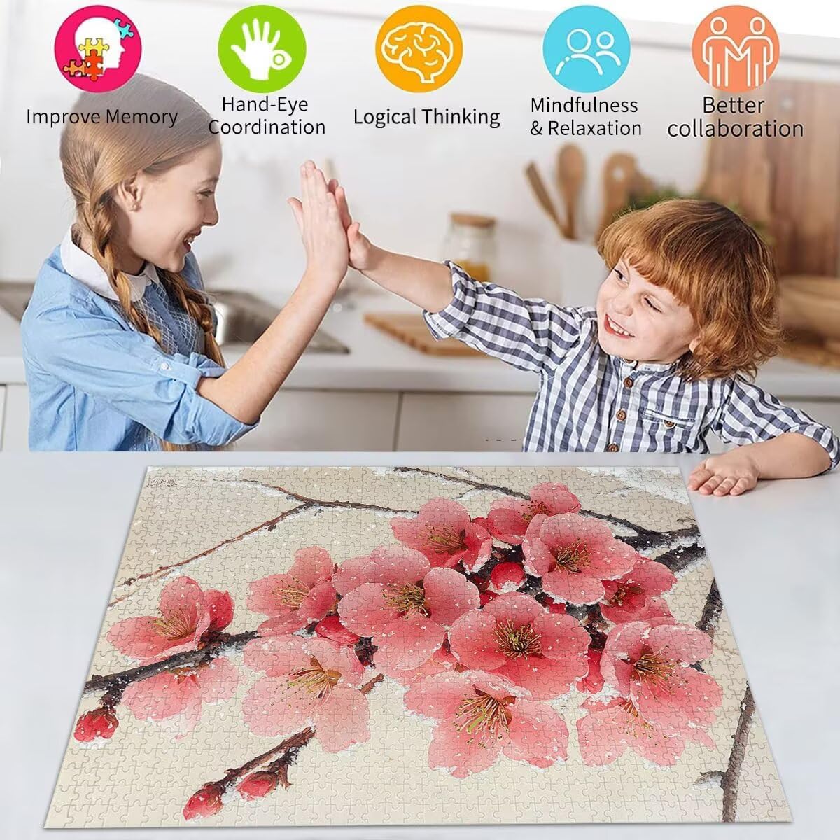 Blume Puzzle für Erwachsene Kinder Anspruchsvoll 5000 Teile Impossible Klassische Puzzles Schwer Anlage ab 8 9 10 Jahre Mädchen Jungen Jigsaw Kunst Educa,für Dekoration und Geschenke 105x156cm t-343