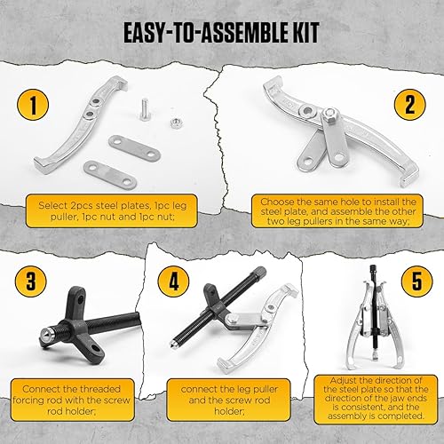 Miniatura 8 de CMTOOL Juego de extractor de engranajes, kit de extractor de rodamientos de 3, 4, 6, 8 pulgadas, resistente, 2 mandíbulas, 3 mandíbulas, kit de