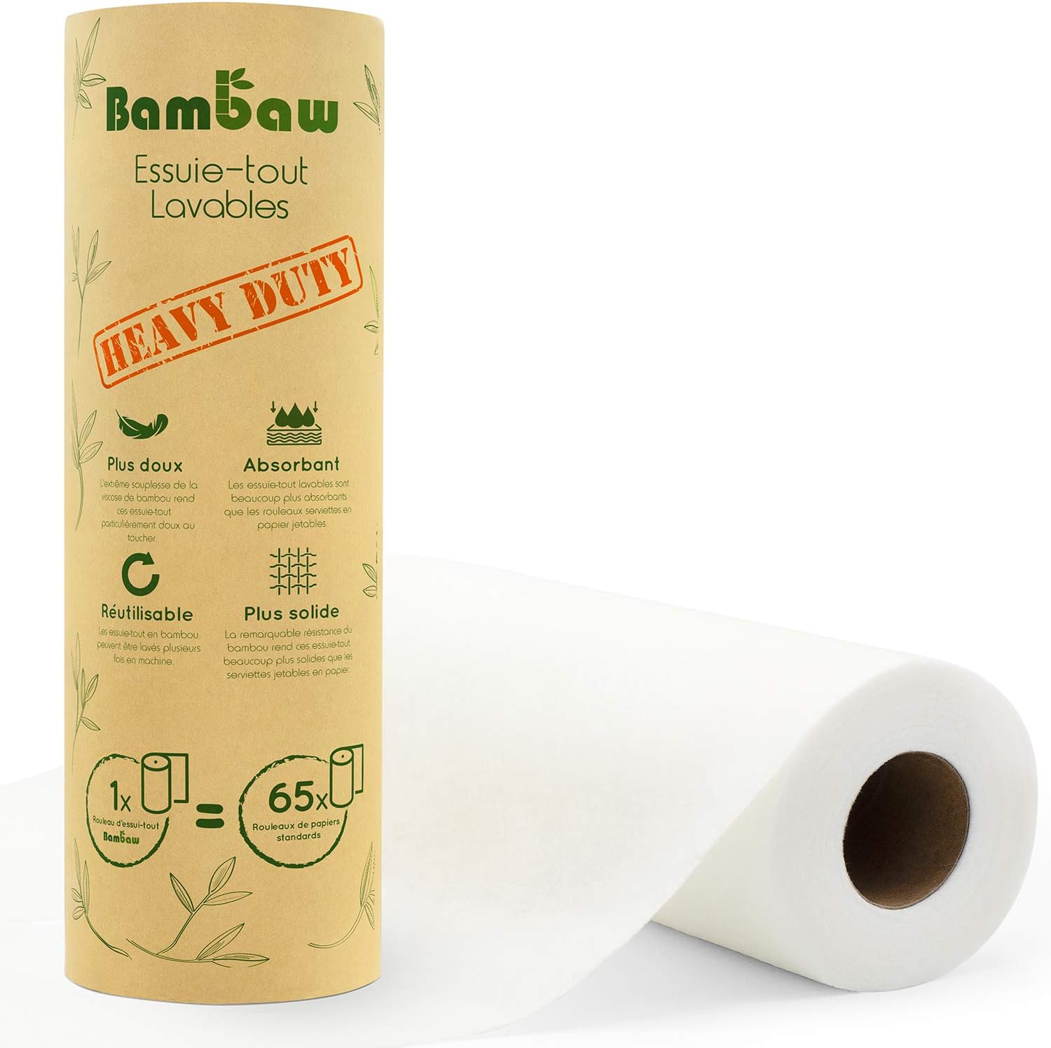 Rouleau Essuie-Tout Lavable Réutilisable 12 Feuilles Flanelle Coton - Écologique Et Absorbant