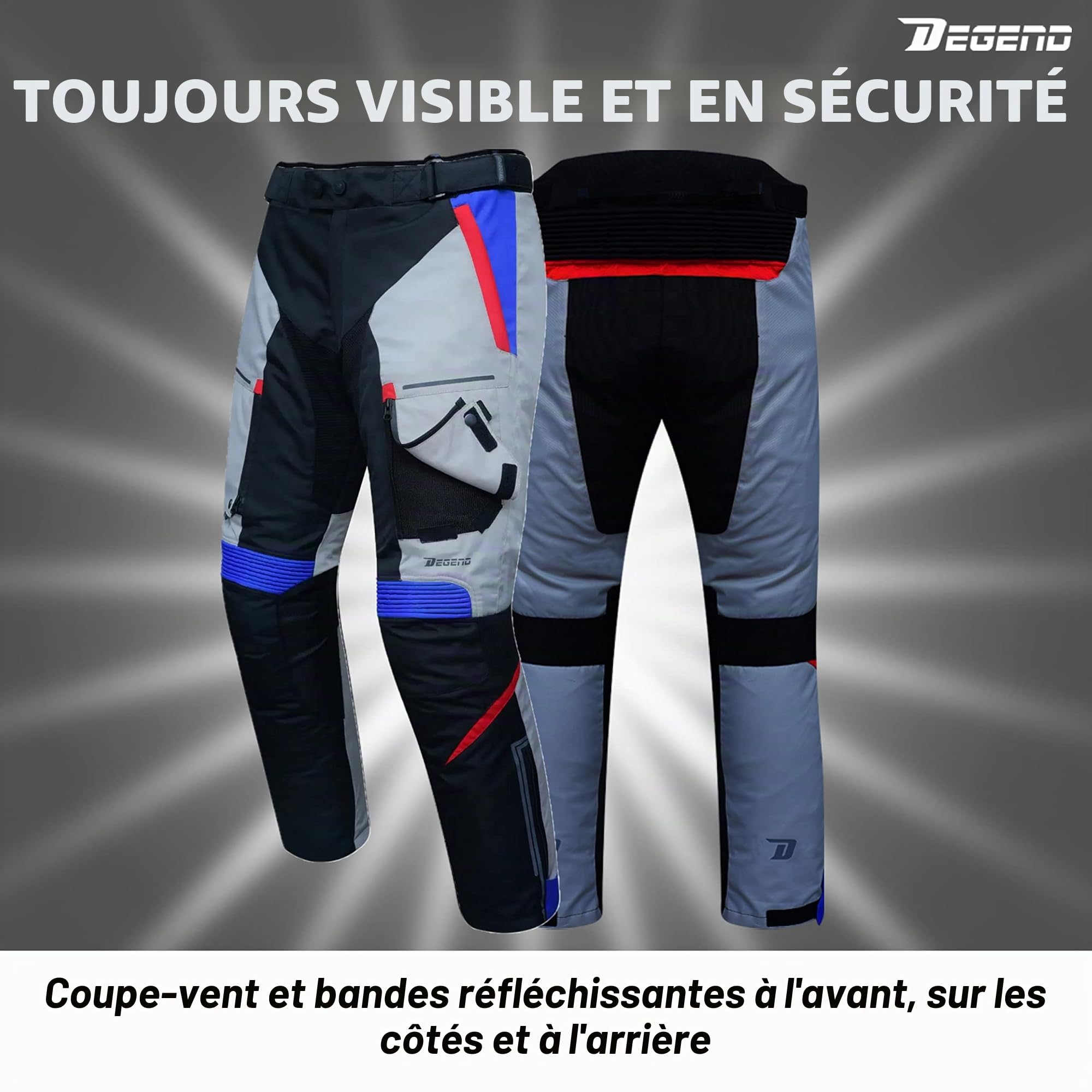 Sweep | Pantalon de Moto avec 2 Doublures Amovibles pour 4 Saisons | Ideal pour l'Hiver et l'Été avec Protections Amovibles - Homologuée CE