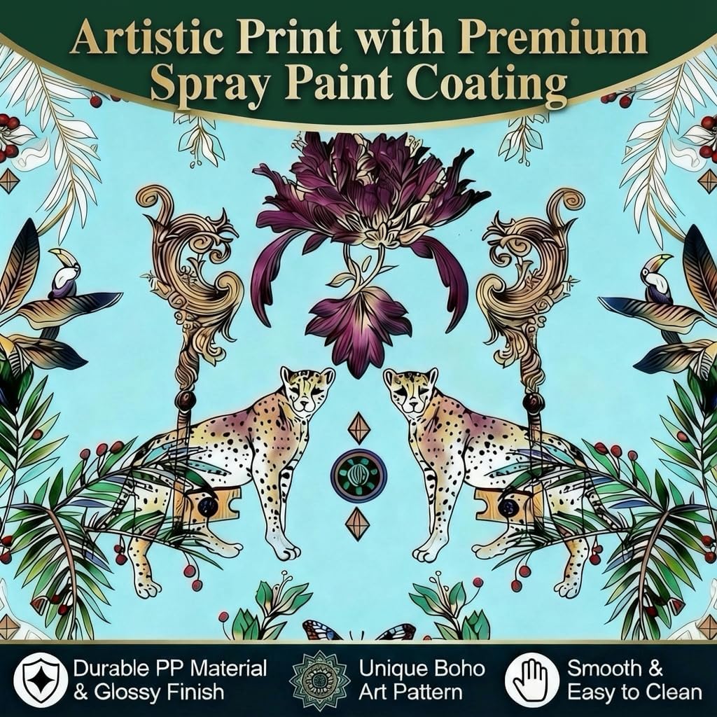 Gesodant Boho Single Leg Round Side Table with Tray Top, Pedestal Drink Table for Small Spaces, Aesthetic Accent Nightstand for Living Room, Bedroom, Corners, and Office (Green Leopard)