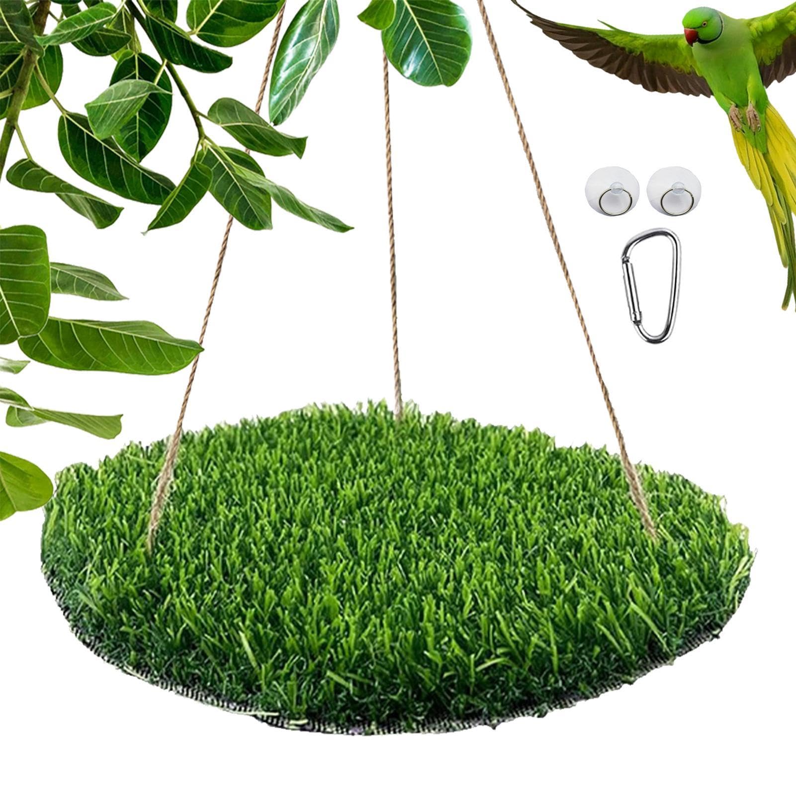 jopiuieo Bird Grass Swing - Large Bird Swing Toy | Large Bird Climbing Hammock Foraging Mat Toys With Hooks For Cockatiel