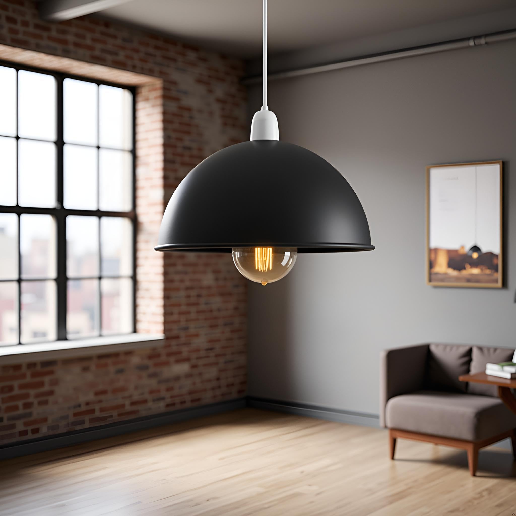 LEDSONE Black Lamp Shade for Ceiling Lights Modern Pendant Light Fitting - Image 3
