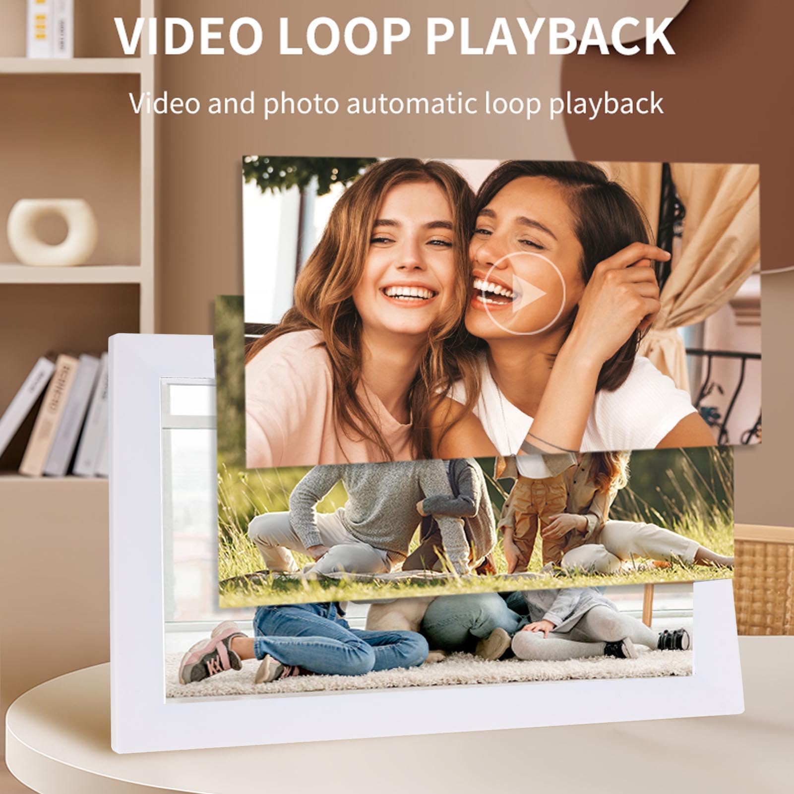 13.3 In Frame Digital Picture, Frame di Foto Digitale WiFi, Touch Screen 1280x800, Memoria da 32 GB, Tabletop o Montato a Parete, Condividi Foto/video Dall'app Telefonica (EU Plug)