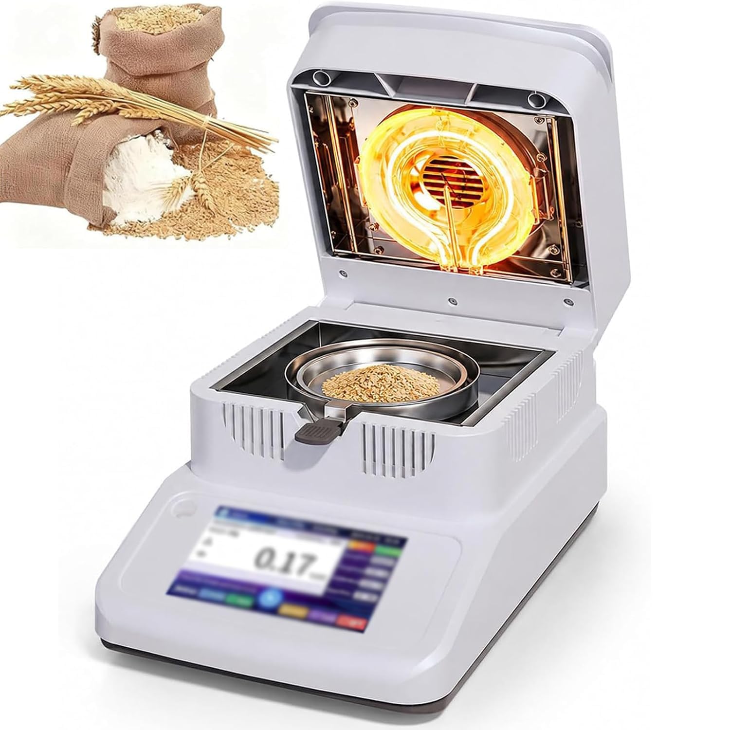 Analizator wilgoci z ogrzewaniem halogenowym, laboratoryjny bilans wilgotności, zawiera port danych Rs232 i dokładność 0,001/0,002/0,005 g dla laboratoriów spożywczych Dokładność odczytu 0,005 g