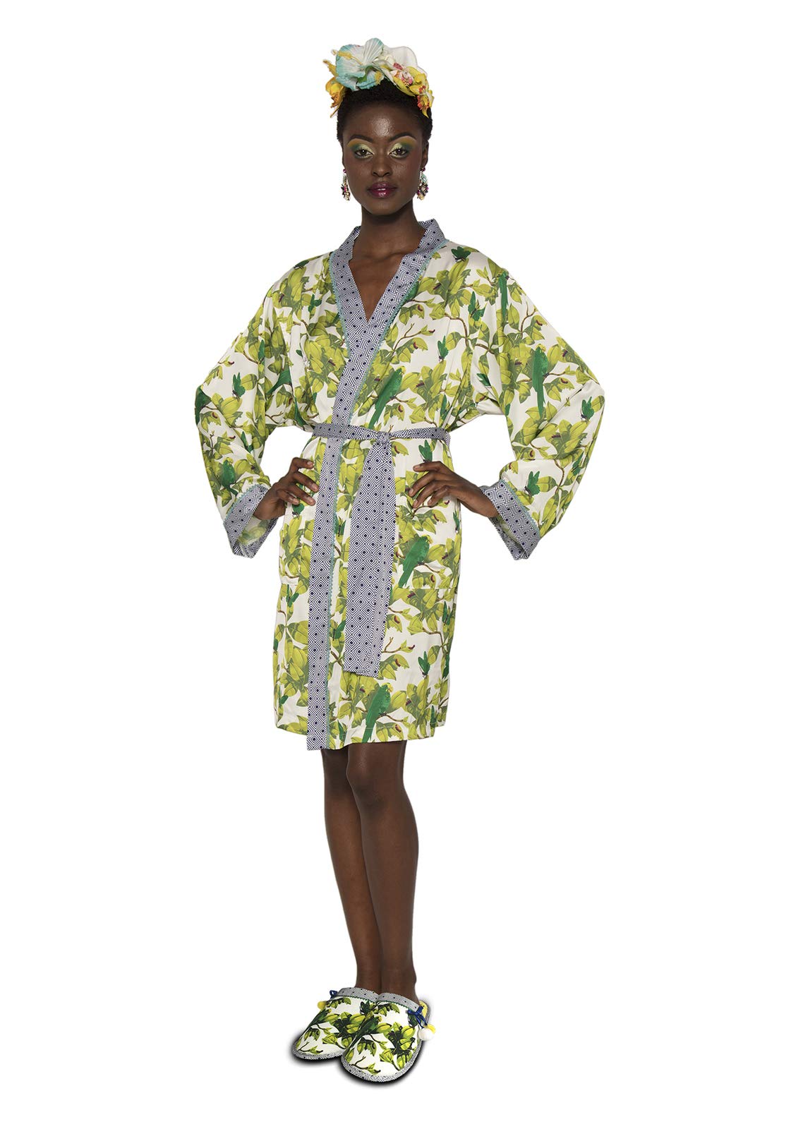Harry Potter Multi-Coloured Groovy Frida Kahlo Bonito Bathrobe Satin House Coat Night Gown New