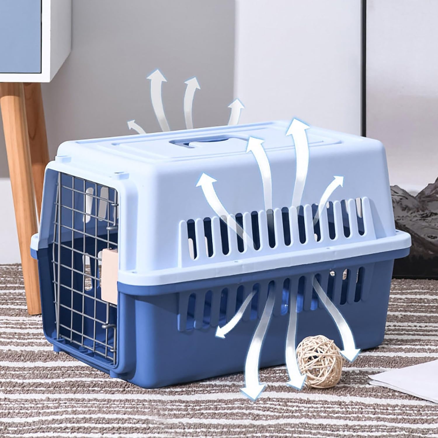 Cat Crate, Breathable Pet with Carrier Comfort Grip Handle and Metal Grid Front Door, Portable Pet Transport Box for Stress Free Journeys(Gray)