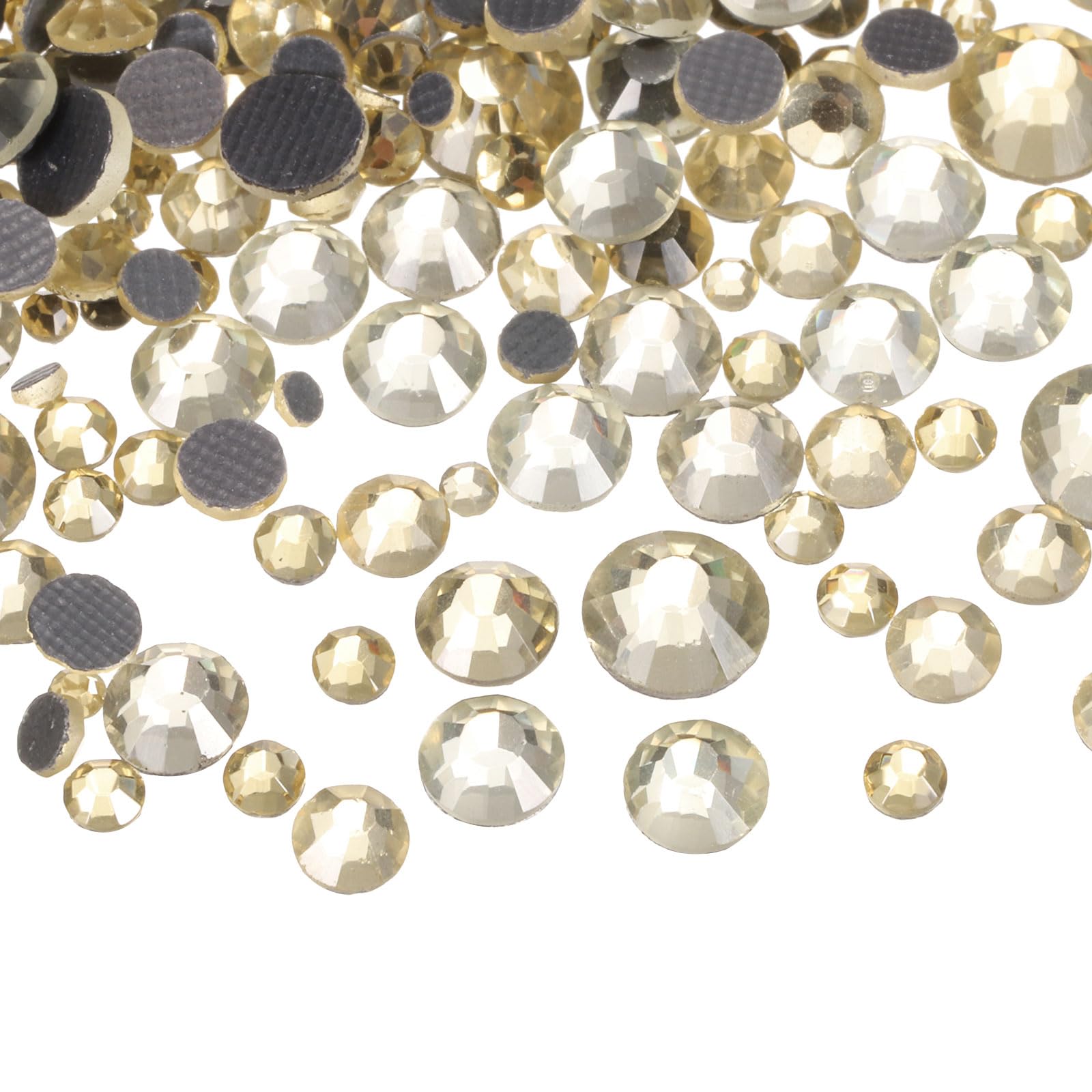 MECCANIXITY 1450 Pcs Hotfix Rhinestones Flatback Crystal Glass Gems with Clear Bag Nail Art Kit for Crafts Clothes DIY Decoration 5 Sizes (SS6-SS30 Set,Light Yellow)