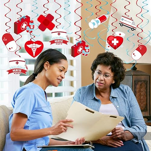 Miniatura 2 de Decoraciones de fiesta para el día de la enfermera, decoración colgante para el día de la enfermera, suministros de fiesta de enfermera, remolinos