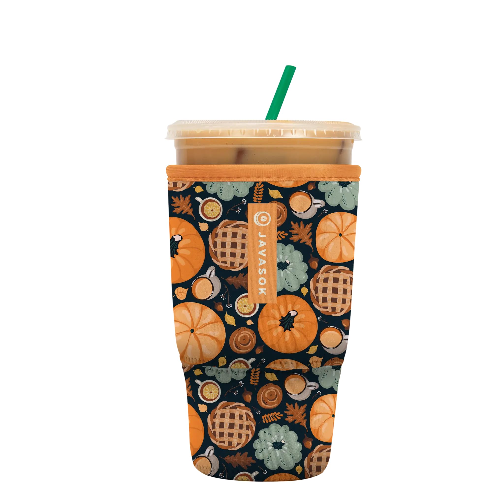 Sok It JavaSok Iced Coffee &amp; Cold Soda Insulated Neoprene Cup Sleeve (Give Thanks, Large: 30-32oz)