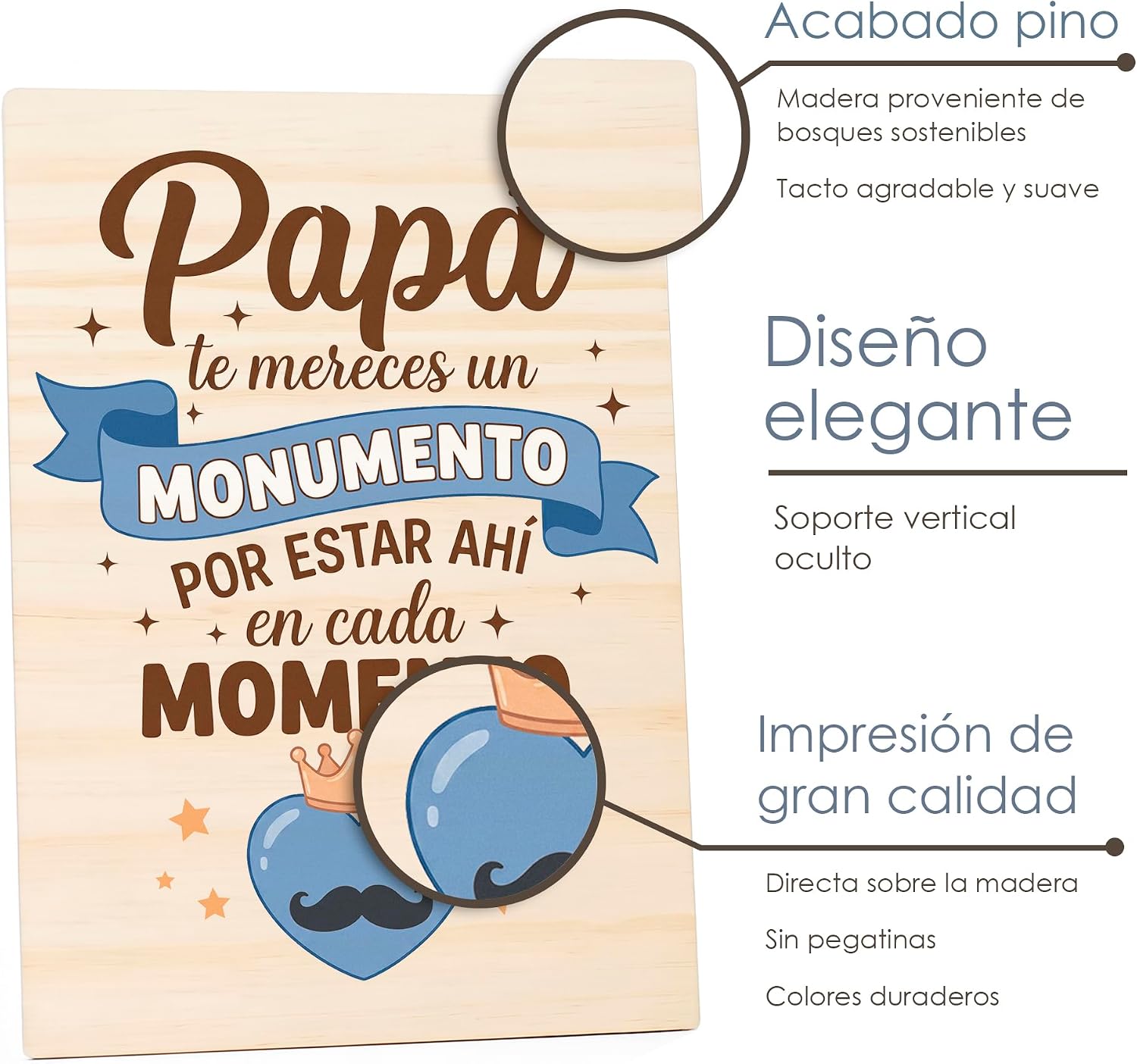 Dehome Tarjeta Día del Padre Papa Regalo Cumpleaños Madera Felicitación - Mise en situation et utilisation