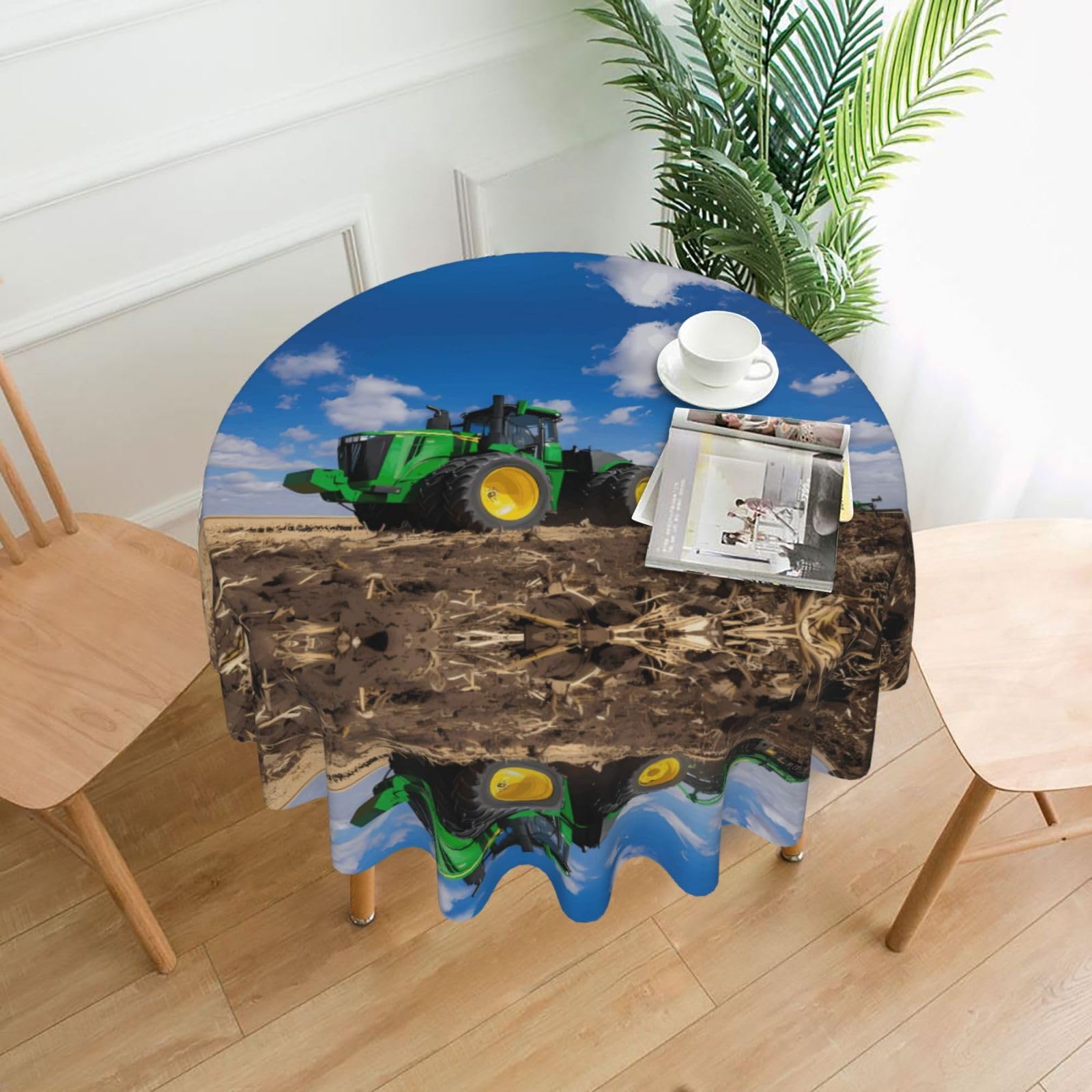 hhxvcv Tractor Farm Round Tablecloth – Dining Table Cover