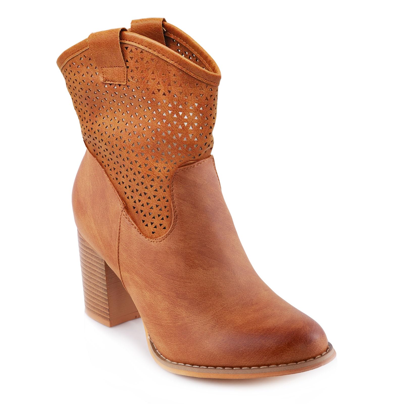 Toocool Botas Cowboy de Verano para Mujer, Zapatos de Verano para Mujer, Botas de Verano Perforadas para Mujer, Tejanas de Tacón Cómodas, Botines Tacón para Mujer G633