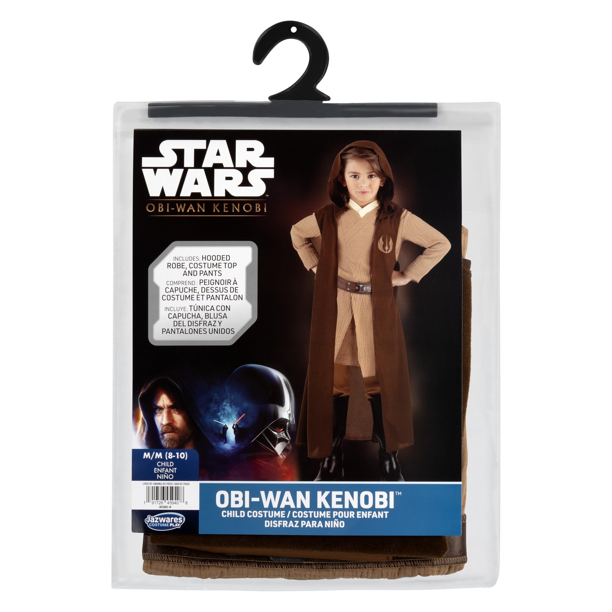 Star Wars OBI-Wan Kenobi - Costume ufficiale per ragazzi, tunica e pantaloni, mantello rimovibile con design stampato e cintura stampata
